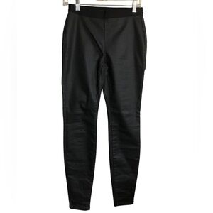 Eileen Fisher Women’s Black Coated Stretch Denim Leggings Pull On Pants Size XS